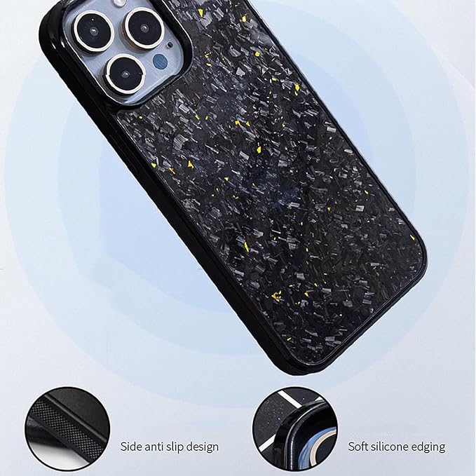 Hexafiber Phone Case,Forged Carbon Fiber Flakes Case,All-Inclusive,Support Wireless Charging,Anti-Slip Sides for iPhone Series (for iPhone 16 Pro,Green)