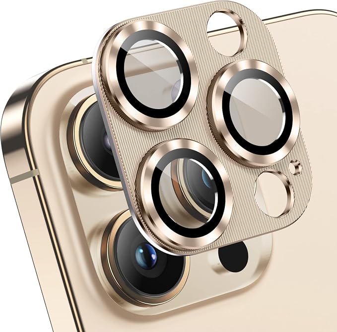 [2 Pack]for iPhone 14 Pro Max/ iPhone 14 Pro Camera Lens Protector, Anti Scrach Tempered Glass Camera Protector Cover,Aluminum Alloy Whole Lens Film Cover for iPhone 14Pro & iPhone 14 ProMax Gold