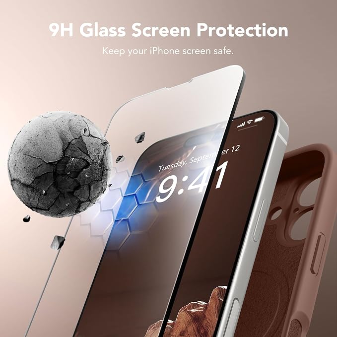 Magnetic for iPhone 16 Plus Case, Compatible with MagSafe, [Full Camera Protection][Screen Protector] Silicone Shockproof Protective Phone Case for iPhone 16 Plus 6.7", Brown