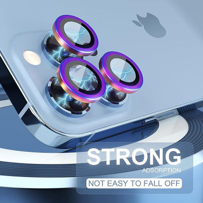 Choiche Compatible for iPhone 13 Pro/iPhone 13 Pro Max Camera Lens Protector, 9H Tempered Glass Camera Cover Screen Protector Metal Ring Decoration Accessories (Colorful)