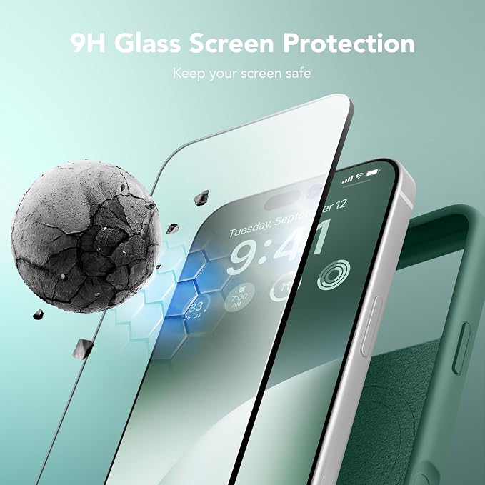 GONEZ Magnetic for iPhone 17 Pro Max Case, Compatible with MagSafe, [Screen Protector + Camera Lens Protector], Liquid Silicone Anti-Scratch Shockproof Protective Phone Case 6.9 inch, Midnight Green