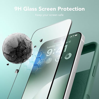GONEZ Magnetic for iPhone 17 Pro Max Case, Compatible with MagSafe, [Screen Protector + Camera Lens Protector], Liquid Silicone Anti-Scratch Shockproof Protective Phone Case 6.9 inch, Midnight Green