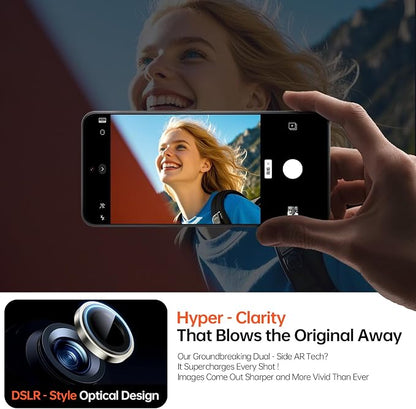 2 Pack Camera Lens Protector for iPhone 17 Pro Max/17 Pro/16 Pro Max/16 Pro/15 Pro Max/15 Pro/14 Pro Max/14 Pro [1:1 Invisible Fit & Ultra Clarity] Military Grade Glass & Metal Camera Cover, Natural