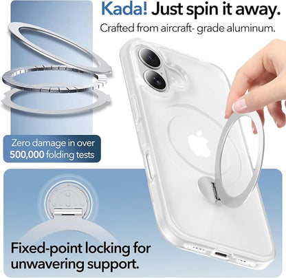 Anqrp 360° All-in-ONE Stand Case for iPhone 16 Case with Rotatable Magnetic Kickstand Ring Holder, Compatible with MagSafe, MIL-Grade Shockproof iPhone 16 Phone Case Cover 6.1 inch, Mist Matte Clear