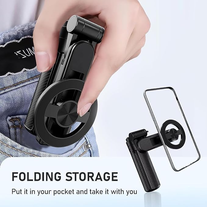 4-in-1 Multifunctional Magnetic Selfie Stick,360° Rotation Phone Tripod, Wireless Remote. Portable Extendable Mag Tripod,for Video Recording & Vlog. Portable Pocket Size for iPhone & Android