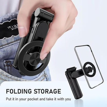4-in-1 Multifunctional Magnetic Selfie Stick,360° Rotation Phone Tripod, Wireless Remote. Portable Extendable Mag Tripod,for Video Recording & Vlog. Portable Pocket Size for iPhone & Android