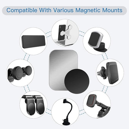 OWLKELA Mount Metal Plate for Phone Magnet Car Mount Holder Cradle with Adhesive, Universal Replacement Sticker Compatible with Magnetic Mounts - 10 Pack Black and Silver (4 Rectangle and 6 Round)