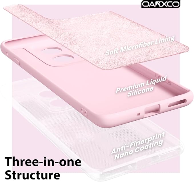 oakxco for Motorola Moto Edge 2025 Phone Case Liquid Silicone, Thin Slim Soft Rubber Gel TPU Plain Protective Simple Cover for Women Girl Cute, Matte Solid Color Aesthetic, Light Pink