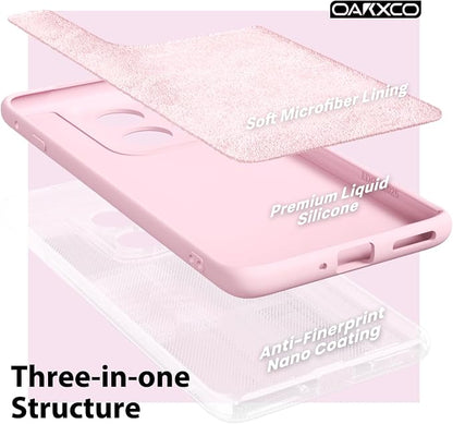 oakxco for Motorola Moto Edge 2025 Phone Case Liquid Silicone, Thin Slim Soft Rubber Gel TPU Plain Protective Simple Cover for Women Girl Cute, Matte Solid Color Aesthetic, Light Pink