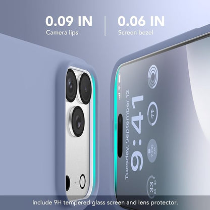 GONEZ Magnetic for iPhone 17 Pro Case, Compatible with MagSafe, [Screen Protector + Camera Lens Protector], Liquid Silicone Anti-Scratch Shockproof Protective Phone Case 6.3 inch, Lavender Gray