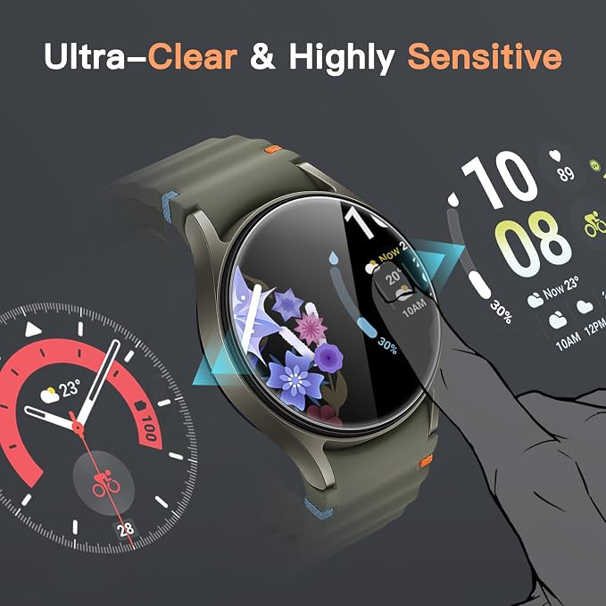 JETech Screen Protector for Samsung Galaxy Watch 7/6 40mm, 3-Pack | Tempered Glass Protection, HD Clear, Anti-Scratch Design