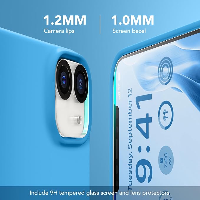 GONEZ Magnetic for iPhone 12 Case / 12 Pro Case, Compatible with MagSafe, [Screen Protector + Camera Lens Protector], Silicone Shockproof Anti-Scratch Protective Phone Case 6.1 inch, Wave Blue