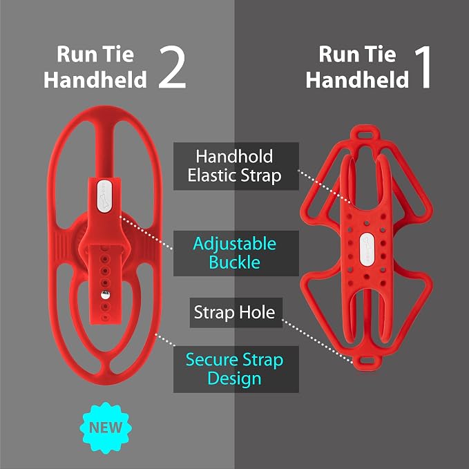 BONE Run Tie Handheld 2, Running Cell Phone Holder, 2-in-1 Handheld/Wristband Design, Adjustable & Skin-Friendly Silicone Strap for Workout, Universal Sport Phone Carrier for Most Smartphone (Red)