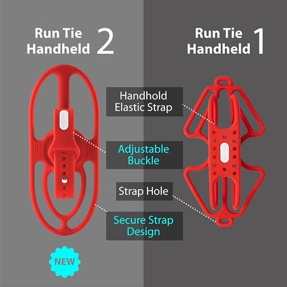 BONE Run Tie Handheld 2, Running Cell Phone Holder, 2-in-1 Handheld/Wristband Design, Adjustable & Skin-Friendly Silicone Strap for Workout, Universal Sport Phone Carrier for Most Smartphone (Red)