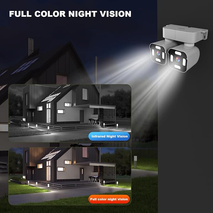 Dual Lens Outdoor Cameras 2.5K/5MP House Cameras Wired Plug-in | Wireless WiFi Camera with Audio and Video,PTZ,Auto Tracking,7/24 Recording,Color Night Vision,Cloud & SD Card Storage.