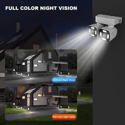 Dual Lens Outdoor Cameras 2.5K/5MP House Cameras Wired Plug-in | Wireless WiFi Camera with Audio and Video,PTZ,Auto Tracking,7/24 Recording,Color Night Vision,Cloud & SD Card Storage.