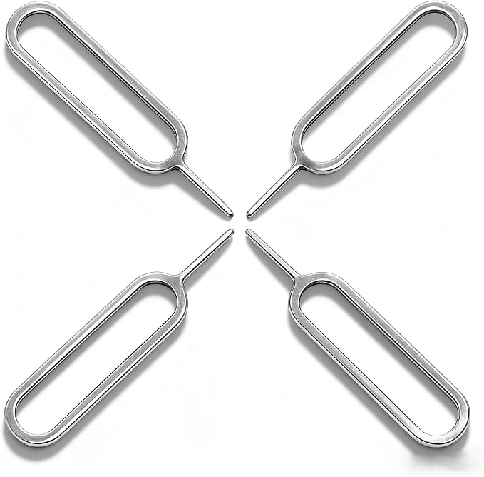 4 Pcs SIM Card Removal Openning Tool Tray Eject Pins Needle Opener Ejector Compatible with All iPhone Apple iPad HTC Samsung Galaxy Cell Phone Smartphone Watchchain Link Remover (Style B)