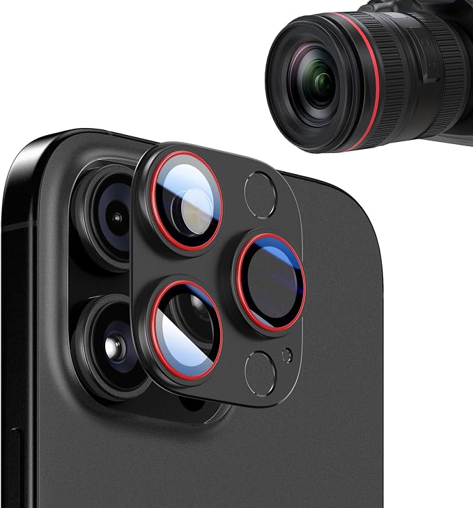 2025 Ultimate Camera Lens Protector for iPhone 14/15/16 Pro & Pro Max - Aerospace Aluminum & HD Tempered Glass, Scratch-Resistant iPhone 16 Pro Max Camera Cover- [2 PACK] Black