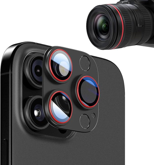 2025 Ultimate Camera Lens Protector for iPhone 14/15/16 Pro & Pro Max - Aerospace Aluminum & HD Tempered Glass, Scratch-Resistant iPhone 16 Pro Max Camera Cover- [2 PACK] Black