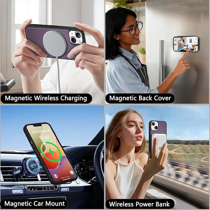 Wallet Case for iPhone 14 Plus with Card Holder/Crossbody Wallet/Strap| RFID Blocking | Magnetic | Kickstand | Detachable | PU Leather Phone Case for iPhone 14 Plus,6.7 in,Purple