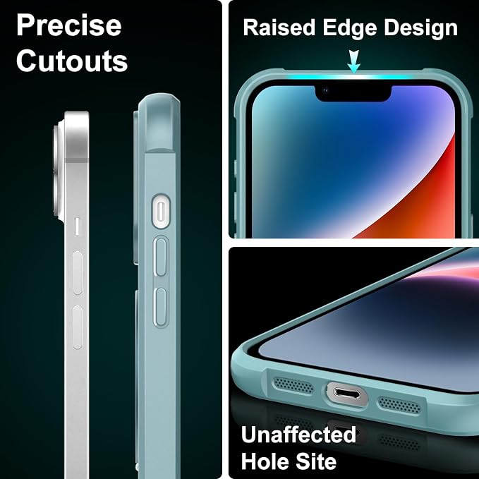 360° Magnetic Swivel Ring for iPhone 14 Plus case, Built-in Metal Stand and Ring Holder, Magsafe Compatible, Military Grade Protection, Shock and Vibration Resistant-Lake Blue