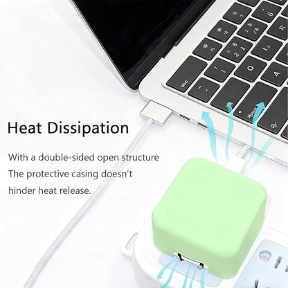 40W Soft Silicone Charger Sleeve Case Protective Cover for Apple 40W Power Adapter & 60W Max Charger, with iPhone 17/16/15, MacBook Air 13/13.6/15, Apple Watch Accessories. Green