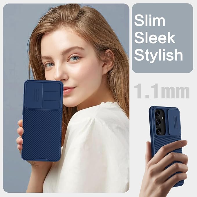 Nillkin for Samsung Galaxy S25 Plus Case with Camera Cover, [Lens Protection] Mil-Grade Shockproof Protective Bumper Hard Cover Slim Phone Case for Galaxy S25 Plus Cases 6.7'' Blue