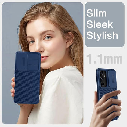 Nillkin for Samsung Galaxy S25 Plus Case with Camera Cover, [Lens Protection] Mil-Grade Shockproof Protective Bumper Hard Cover Slim Phone Case for Galaxy S25 Plus Cases 6.7'' Blue