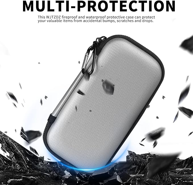 6500°F Fire-Resistant Hard Protective Travel Case,Waterproof Electronic Organizer for Anker/Jackery/RAVPower Power Bank with Fireproof Zipper,Shockproof EVA Carrying Case for Cell Phones/Earbuds