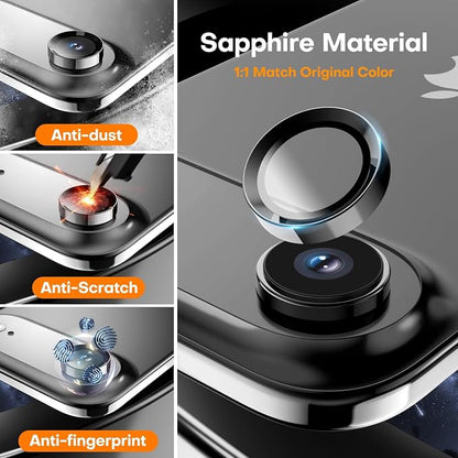 Camera Lens Protector for iPhone Air,Tempered Glass Metal Individual Camera Cover Screen[Anti-drop] Case Friendly- Space Black