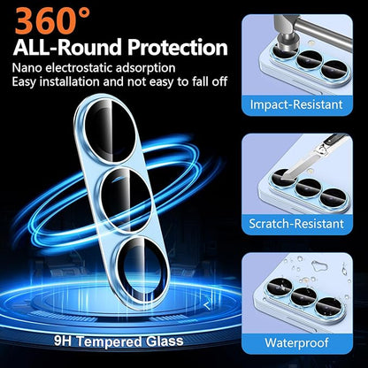 for Samsung Galaxy S26 Plus Camera Lens Protector, Electroplated Matte Back with 9H Tempered Glass Lens Protector, [Strong Adsorption] [Case-Friendly] Metal Ring HD Clear Lens Cover, Blue