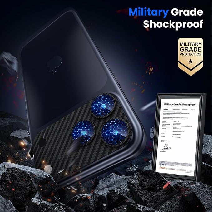 WSKEN for iPhone 17 Pro Camera Lens Protector, [Military Grade Shatterproof] [Strong Adhesion] Metal Aluminum Alloy Tempered Glass Camera Screen Protector, Carbon Fiber Texture