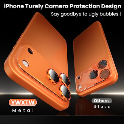 YWXTW Designed for iPhone 17 Pro Max Camera Lens Protector, [1:1 Perfect Fit] Full Coverage Matte Metal Tempered Glass Camera Screen Cover Accessories, Case Friendly (Cosmic Orange, iPhone 17 Pro Max)
