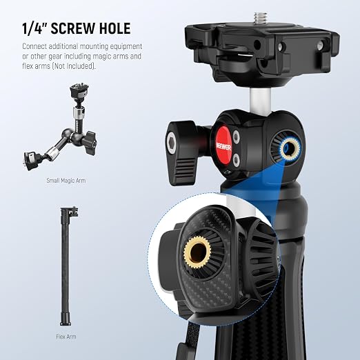 NEEWER TP38 Phone Camera Tripod Selfie Stick with Cell Phone Holder Action Camera Mount Adapter Compatible with iPhone GoPro, Mini Travel Tripod Stand with Cleaning Cloth for Vlogging Video Recording