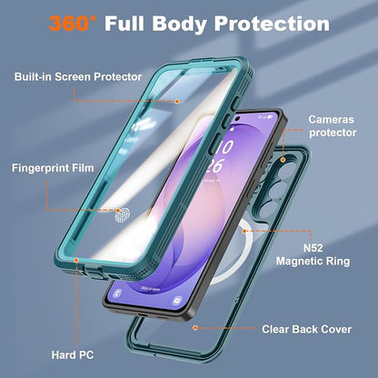 GOLDJU for Samsung Galaxy S26 Case Waterproof, Galaxy S26 Case with Built-in Screen & Lens Protector, Shockproof Full Body Protection Phone Case, Compatible with MagSafe/Wireless Charging, Blue