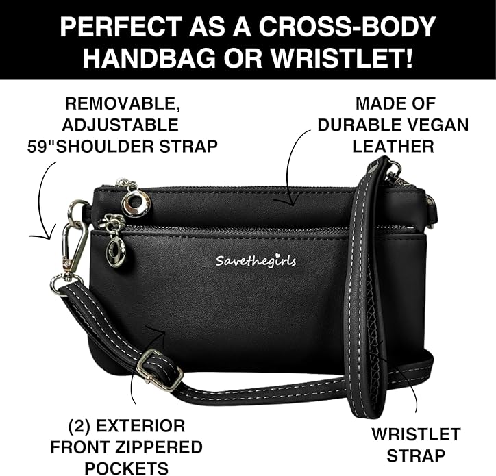 Save the Girls Cell Phone Purse - Touch Screen Women’s Crossbody Bag - Clutch Purses for Women (Bella) | Touch Screen, for Women
