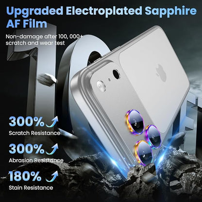 Uyiton for iPhone 17 Pro Max Camera Lens Protector, Not Easy to Break [Strong Adsorption][Case-Friendly] Metal Tempered Glass Rear Camera Screen Cover, Colorful Silver
