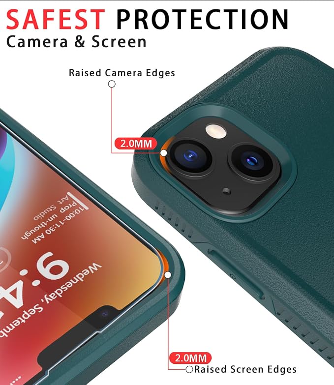 Diverbox for iPhone 14 case [Shockproof] [Dropproof] [Tempered Glass Screen Protector ],Heavy Duty Protection Phone Case Cover for Apple iPhone 14 (Dark Green-2in1)