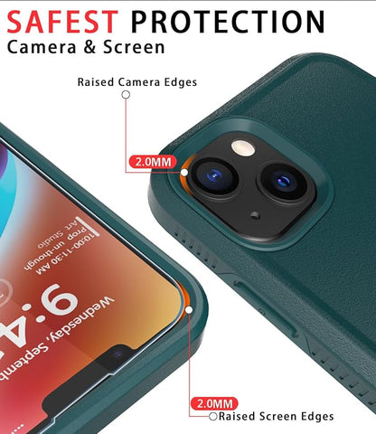 Diverbox for iPhone 14 case [Shockproof] [Dropproof] [Tempered Glass Screen Protector ],Heavy Duty Protection Phone Case Cover for Apple iPhone 14 (Dark Green-2in1)