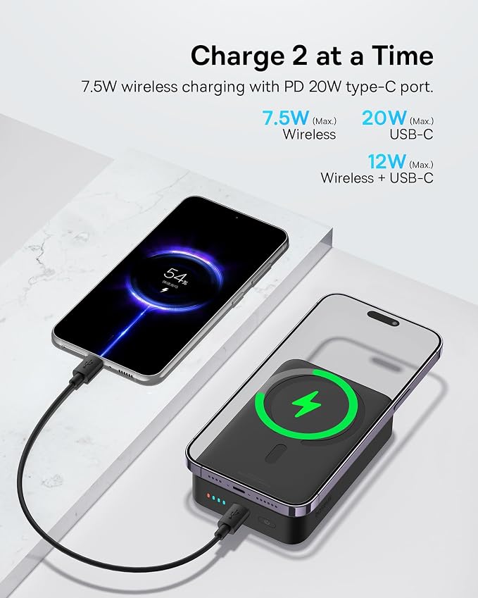 Baseus Magsafe Battery Pack 20000mAh Wireless Portable Charger,PD 20W USB C Fast Charging Battery Pack, Compatible with iPhone 17/16/15/14/13/12 Series, Black