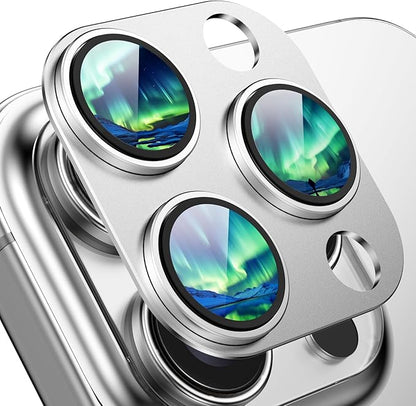 9H High-alumina Tempered Glass Camera Lens Protector for iPhone 14 Pro Max/14 Pro Lens , Military-Grade Shatterproof with Strong Adsorption, Full Coverage Case-Friendly Cover (Silver, iPhone 14 Pro/14 Pro Max)