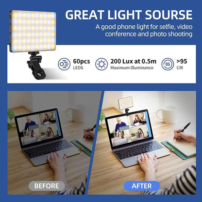 Led Selfie Light,Phone Clip,3000mAh Rechargeable, Photo Light with 3 Modes, Portable Led,iPhone,Laptop,Pictures,Video Recording,TikTok, Selfie,Live,Vlog