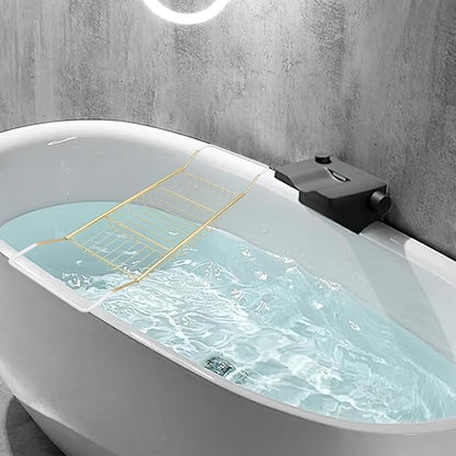 COHEALI Adjustable Stainless Steel Bathtub Tray with Anti-Slip Grips Expandable Tub Rack Storage Holder for Phone Soap Towels Versatile Bathroom Shelf for Books Tablets Wine Glasses Gold