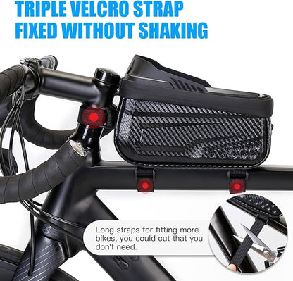 Bike Bag,LLTTLTMM,Bicycle Bag Waterproof,Bike Bags For Bicycles,Bike Frame Bag,Bike Phone Holder,Bike Accessories For Adult Bikes,Long Extension Strap, Top Tube Bike Bag Under 7", Large Capacity