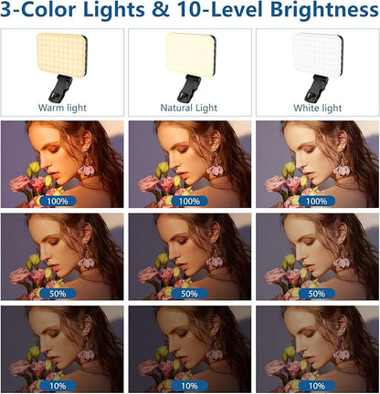 ALTSON 60 LED Portable Selfie Light Video Conference Lighting with Clip & Camera Tripod Adapter Rechargeable 2200mAh CRI 97+, 3 Light Modes for Phone iPhone Webcam Laptop Photo Makeup