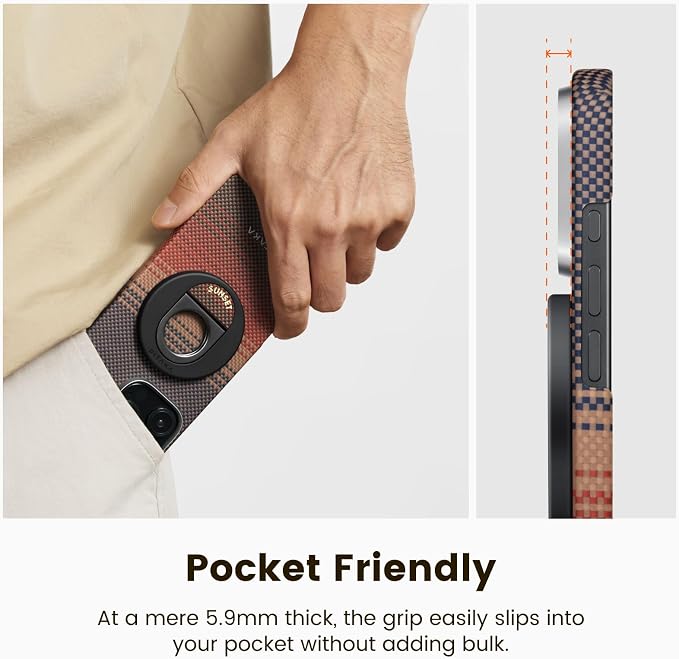 PITAKA MagSafe Phone Grip, 360 Degree Rotation Magnetic Phone Grip Compatible with iPhone 17/16/15/14/13/12 [MagEZ Grip 3, Moonrise]