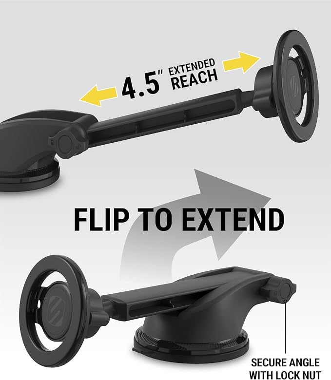 Scosche MagicMount SMSWDEX MagSafe Car Mount, Magnetic Phone Holder for Car Windshield/Dashboard, Suction Cup Phone Mount Compatible with iPhone 16 15 14 13 12 Pro Max Plus Mini Mag Safe Accessories