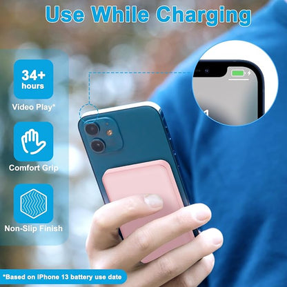 AOGUERBE for Magsafe Portable Charger, 10000mAh Magnetic Power Bank PD 22.5W Fast Charging Wireless Battery Pack with LED Display for iPhone 17/16/15/14/13/12 Series-Pink