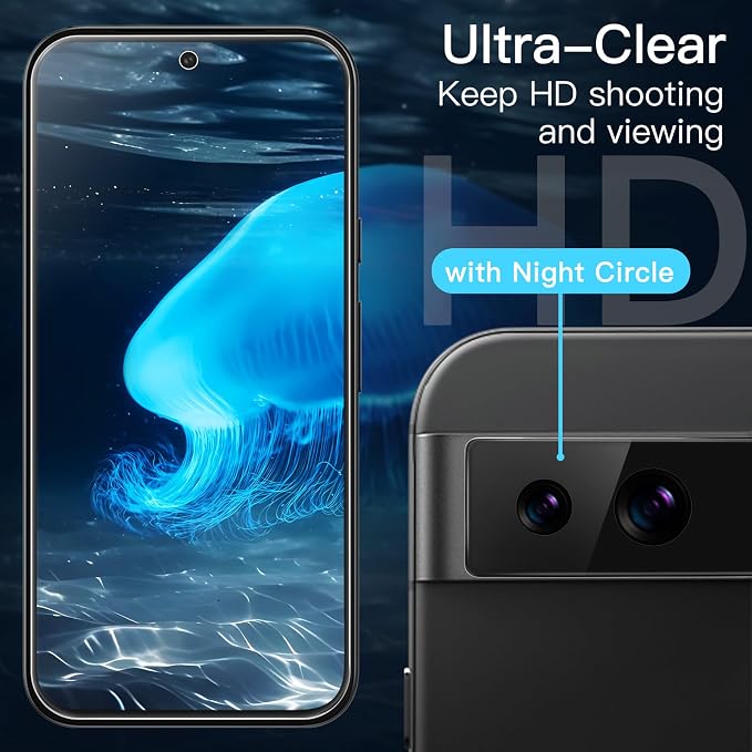 JETech Screen Protector for Google Pixel 8a, 2+2 Pack | with Camera Lens Protector, HD Clear Tempered Glass, Anti-Scratch Protection, Easy Installation Tool