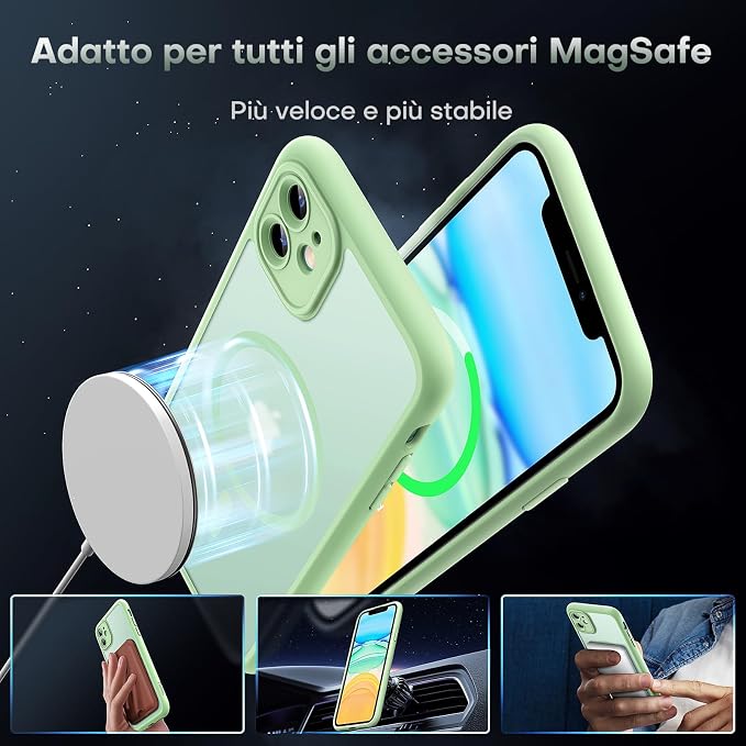 TOCOL Magnetic for iPhone 11 Case, Upgraded Full Camera Protection, Compatible with Magsafe, Military Grade Protection, Bumper for iPhone 11 6.1 Inch, (Light Green)